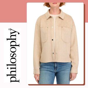Philosophy Vegan Suede Snap Front Jacket Beige Size XL